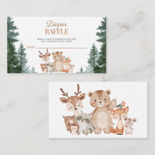 Forest Woodland Animals Baby Shower Diaper Raffle  Enclosure Card