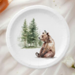 Forest Woodland Animals Bear And Bird Baby Shower Paper Plate<br><div class="desc">Introducing our forest woodland animals bear and bird baby shower paper plates, perfect for a cute and whimsical celebration! Featuring a watercolor forest story theme with an adorable bear and bird, it's great for a gender-neutral shower. This bohemian-inspired design sets a sweet and simple scene with its natural landscape of...</div>