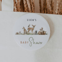 Forest Woodland Animals Cute Baby Shower Button