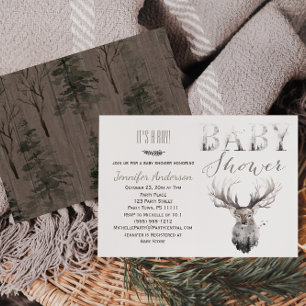 Forest Woodland Animals Deer Boy Baby Shower Invitation
