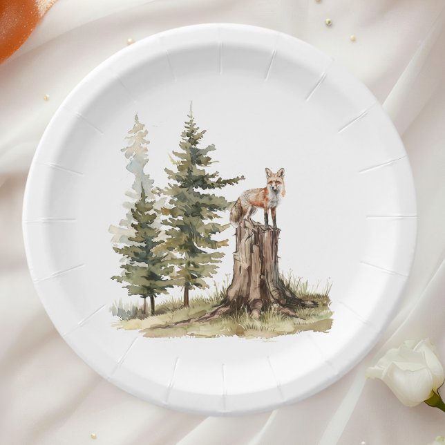 Forest Woodland Animals | Fox Baby Shower Paper Plate (Creator Uploaded)