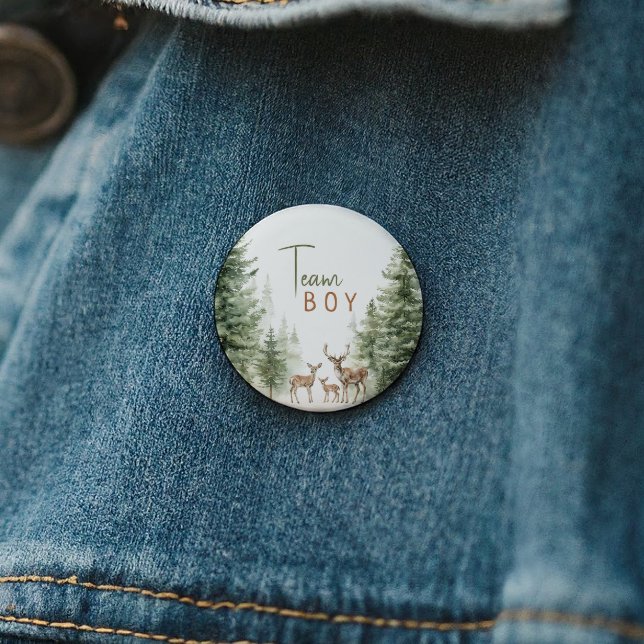Forest Woodland Animals Gender Reveal Team Boy 6 Cm Round Badge (Creator Uploaded)