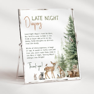 Forest Woodland Animals Late Night Diapers Sign