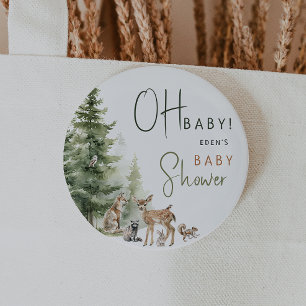 Forest Woodland Animals Oh Baby 6 Cm Round Badge