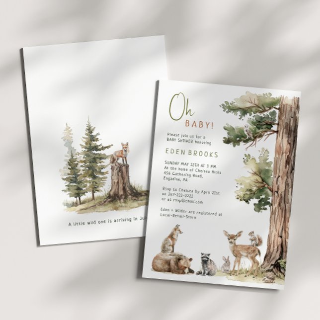 Forest Woodland Animals Oh Baby! Baby Shower Invitation (Creator Uploaded)