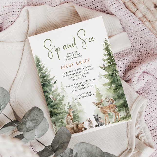 Forest Woodland Animals Sip And See Invitation (Creator Uploaded)