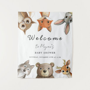 Forest Woodland Animals Travel Baby Shower Tapestry