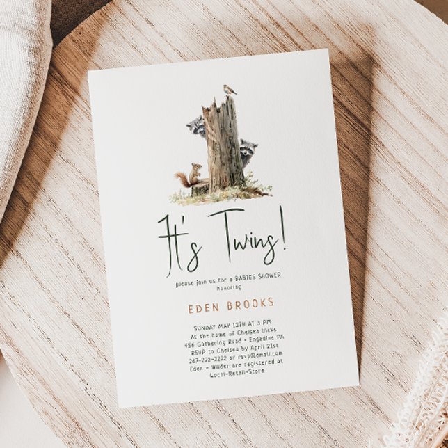 Forest Woodland Animals Twins Baby Shower Invitation (Creator Uploaded)