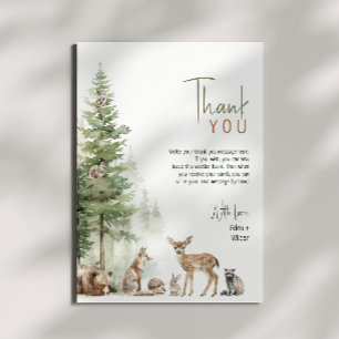 Forest Woodland Animals Vertical Baby Shower Flat Thank You Card