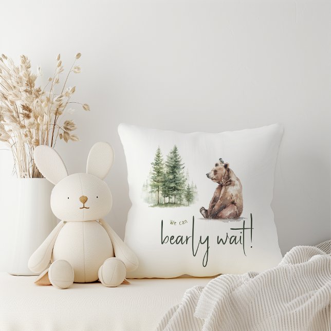 Forest Woodland Animals We Can Bearly Wait Cushion (Creator Uploaded)