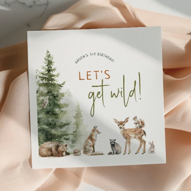 Forest Woodland Animals Wild Kids Birthday Party Napkin (Creator Uploaded)