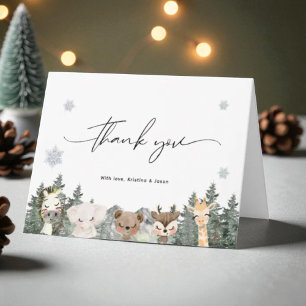 Forest Woodland Baby It's Cold Outside Baby Shower Thank You Card