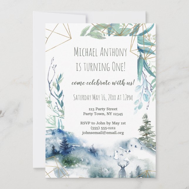 Forest Woodland Birthday Invitation (Front)