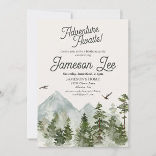 Forest woodland birthday party invite