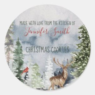 Forest Woodland Christmas Bakery Baked Cookie Classic Round Sticker
