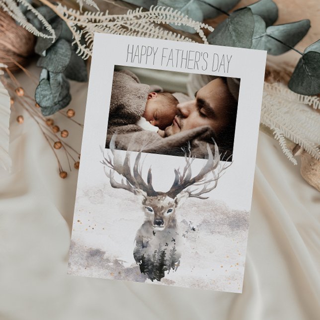 Forest Woodland Father's Day Deer with Photo Card (Creator Uploaded)