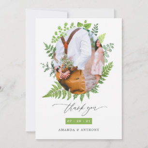 Forest Woodland Greenery Wedding Collage Thank You Card