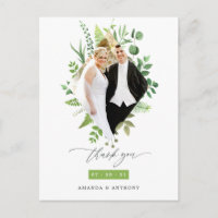Forest Woodland Greenery Wedding Photo Thank You