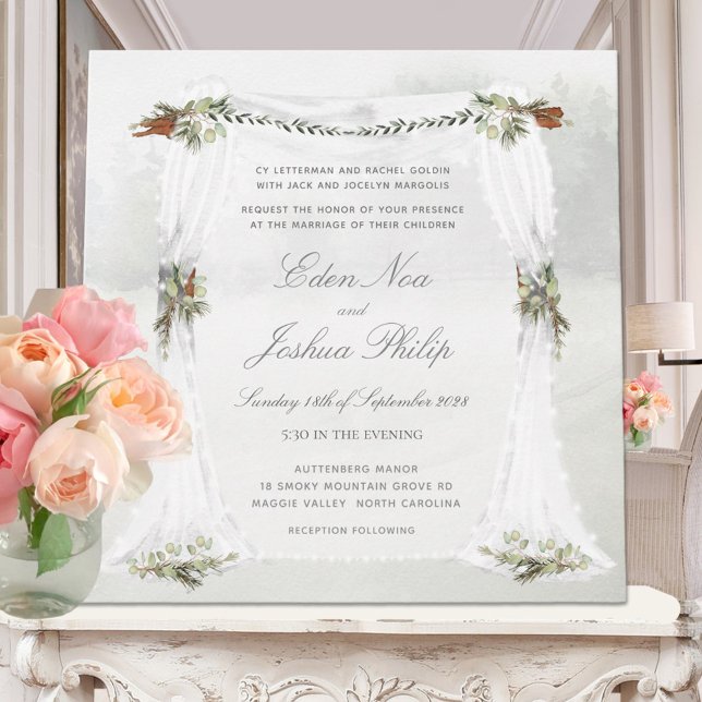 Forest Woodland Outdoor Chuppah Wedding Invitation (Creator Uploaded)