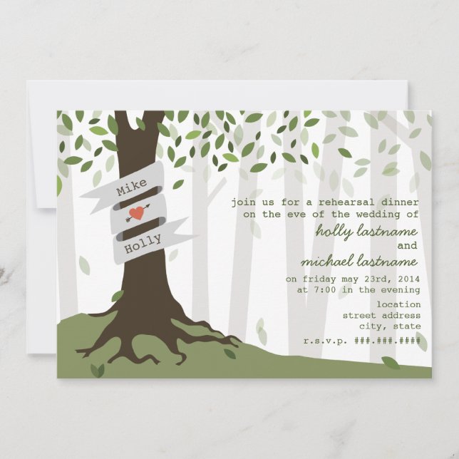 Forest / Woodland Rehearsal Dinner Invitation (Front)