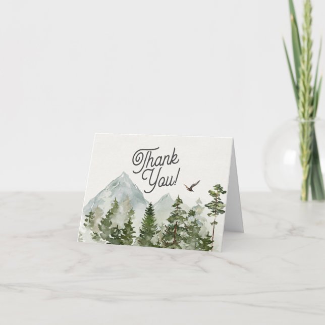 Forest Woodland thank you card for birthday shower (Front)