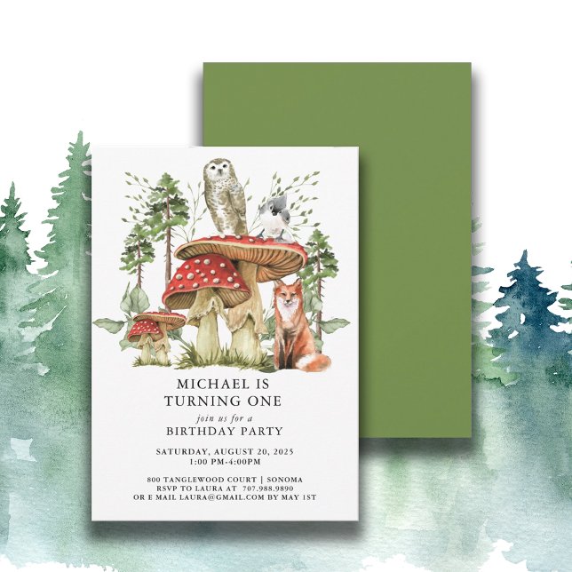 Forest Woodlands Boy First Birthday  Invitation (Creator Uploaded)