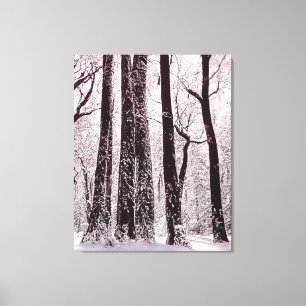 FOREST WOODS SNOWY WINTER SCENERY CANVAS PRINT