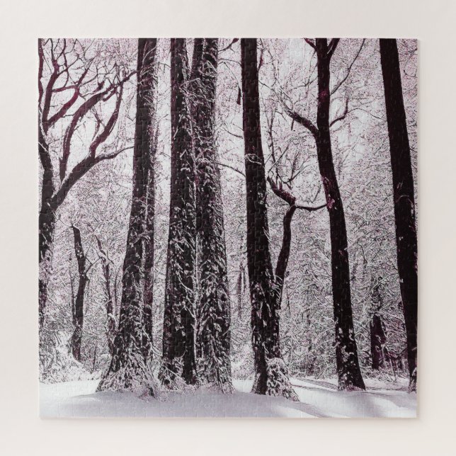 FOREST WOODS SNOWY WINTER SCENERY  JIGSAW PUZZLE (Vertical)
