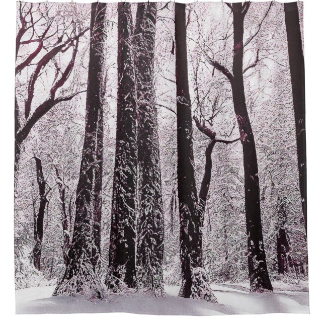 FOREST WOODS SNOWY WINTER SCENERY SHOWER CURTAIN (Front)