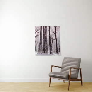 FOREST WOODS SNOWY WINTER SCENERY  TAPESTRY