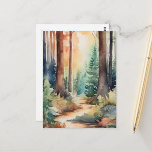 Forest Woodsy in Watercolor  Postcard