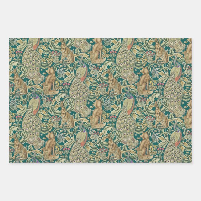 "Forest" Wrapping Paper Flat Sheet Set of 3 Morris (Front 3)