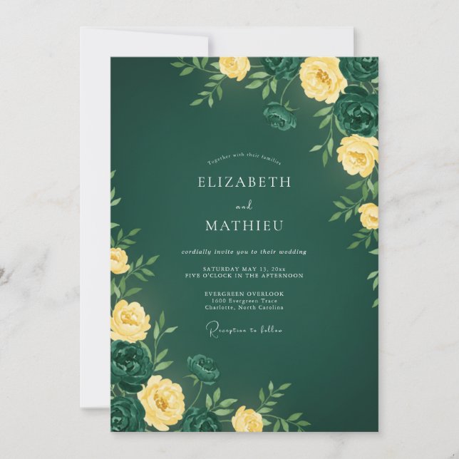 Forest Yellow Wildflower Wedding Invitation (Front)