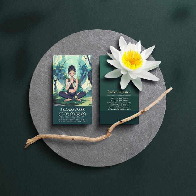 Forest Yoga Meditation Reiki Instructor Class Pass Loyalty Card (Creator Uploaded)
