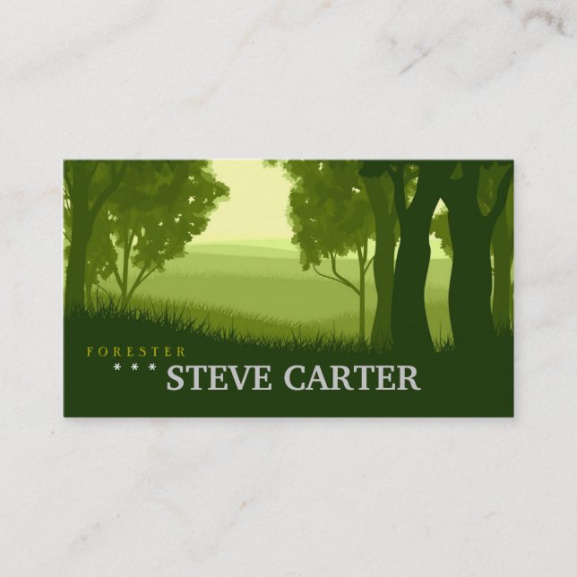 Forester Green Forest Tree Nature Plant Farmer Business Card (Front)