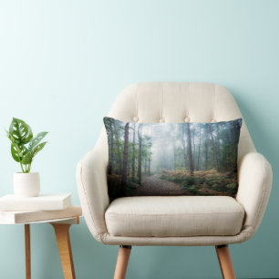 Forests   Dark Foggy Woods Norfolk UK Lumbar Cushion
