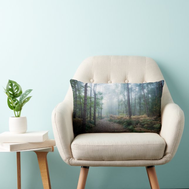 Forests | Dark Foggy Woods Norfolk UK Lumbar Cushion (Chair)