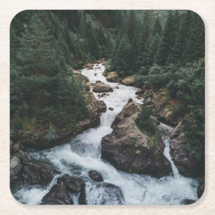Forests Grison Graubunden Canton Square Paper Coaster