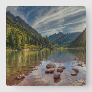 Forests Maroon Bells Colorado Square Wall Clock