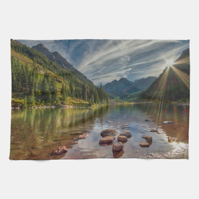 Forests | Maroon Bells Colorado Tea Towel (Horizontal)