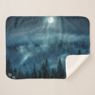 Forests   Moonlit Forest Sherpa Blanket