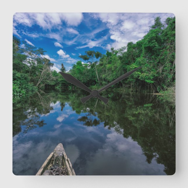 Forests | Peruvian Jungle Forest Square Wall Clock (Front)