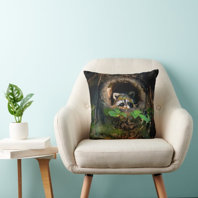 Forests | Racoon Peeking Cushion (Chair)