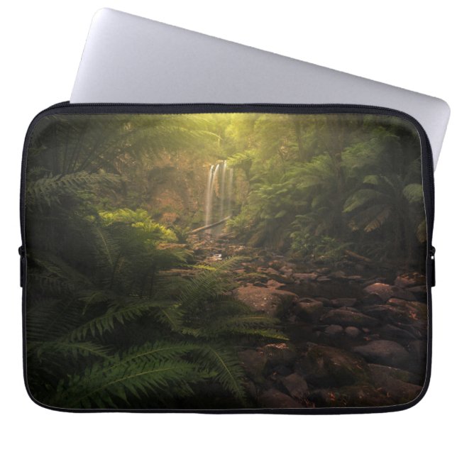 Forests | Sunlight Highlights Waterfall Laptop Sleeve (Front)