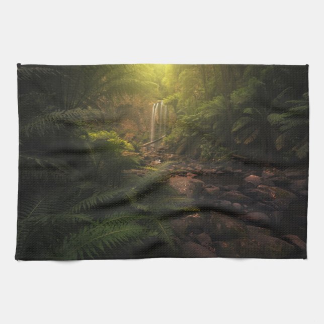 Forests | Sunlight Highlights Waterfall Tea Towel (Horizontal)