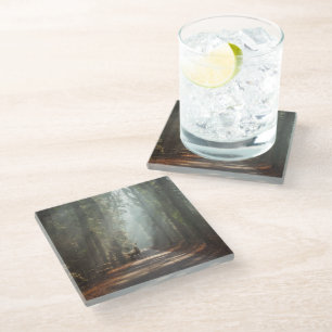 Forests Woodland Stag Glass Coaster