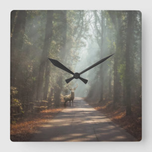 Forests Woodland Stag Square Wall Clock