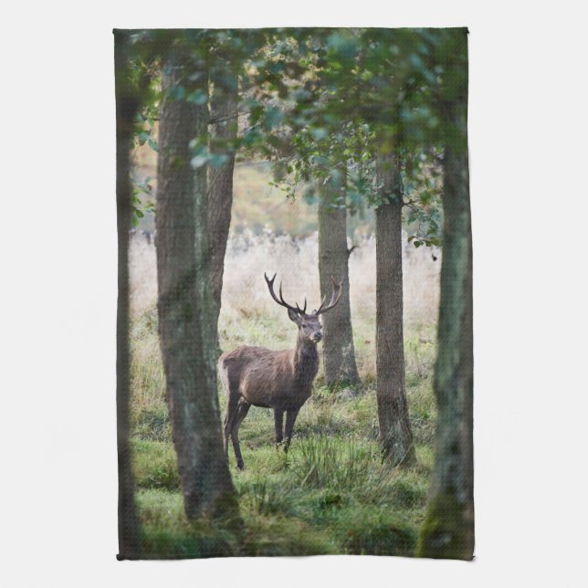 Forests | Woodlands & Red Deer Tea Towel (Vertical)
