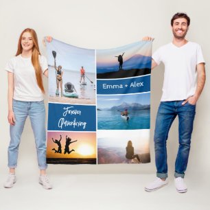 Forever Adventuring Custom Photo Collage Fleece Blanket