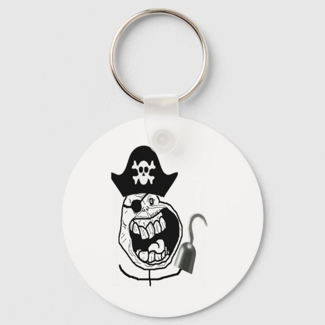 Forever Alone Pirate Comic Face Key Ring (Front)